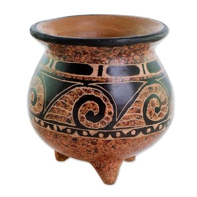 Alternate image for Wave Motif Ceramic Mini Decorative Vase from Costa Rica Ancient Colors