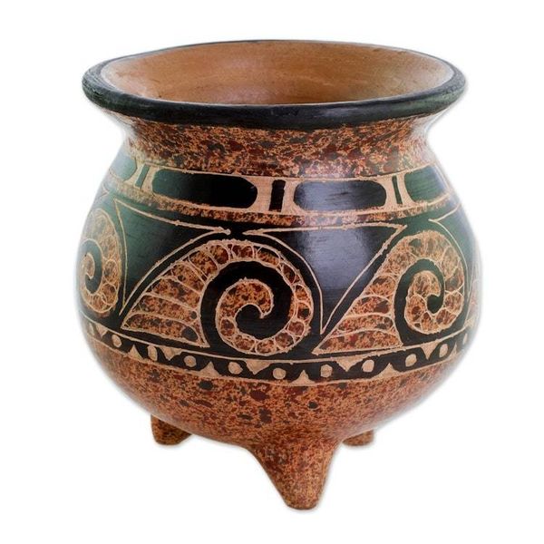 Alternate image for Wave Motif Ceramic Mini Decorative Vase from Costa Rica Ancient Colors