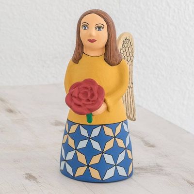 Primary image for Ceramic Statuette of an Angel with a Flower from Nicaragua Angels Flower