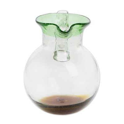 Alternate image for Clear Green Brown Hand Blown Recycled Glass Pitcher Palm Beach