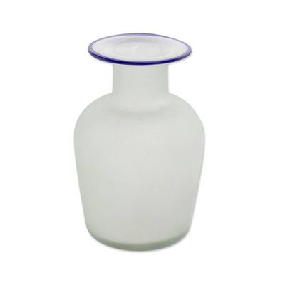 Alternate image for Clear Frosted Moon and Stars Hand Blown Recycled Glass Vase Misty Night