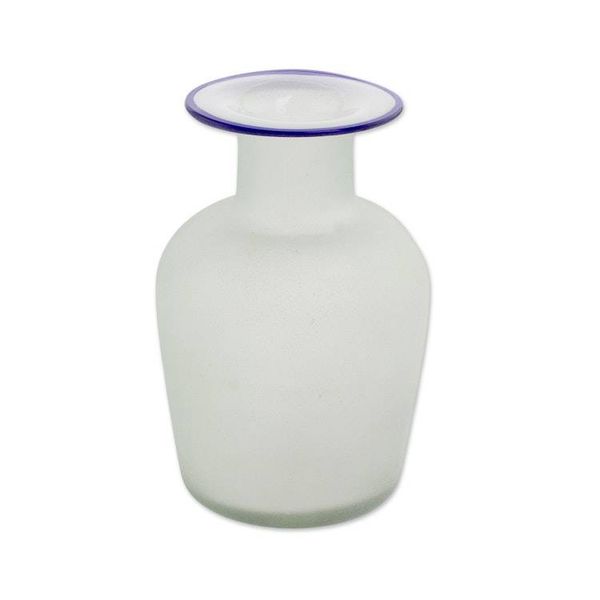 Alternate image for Clear Frosted Moon and Stars Hand Blown Recycled Glass Vase Misty Night