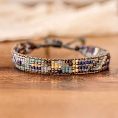 Alternate image for Bohemian Beaded Wristband Bracelet Hand-Loomed in Guatemala Soft Symphony