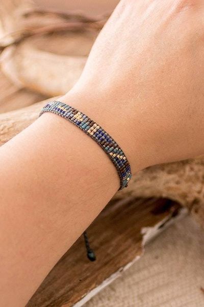 Alternate image for Bohemian Beaded Wristband Bracelet Hand-Loomed in Guatemala Soft Symphony