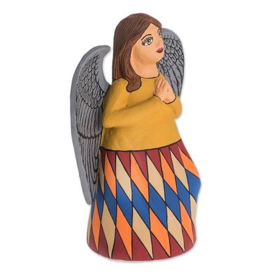 Alternate image for Hand-Painted Yellow Ceramic Angel Statuette from Nicaragua Faithful Angel