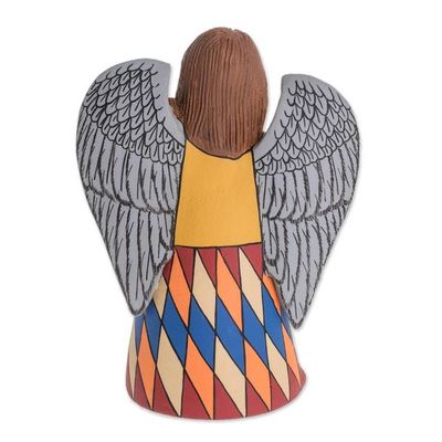 Alternate image for Hand-Painted Yellow Ceramic Angel Statuette from Nicaragua Faithful Angel