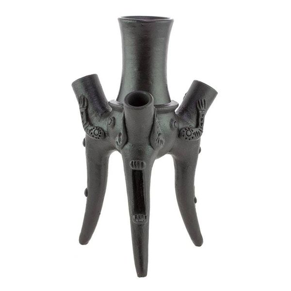 Alternate image for Handmade Ceramic Tripod Sculpture in Black from Costa Rica Funeral Rituals