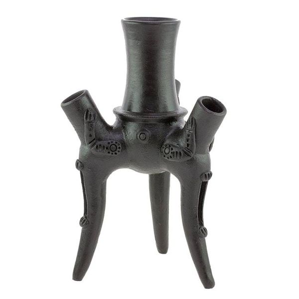 Alternate image for Handmade Ceramic Tripod Sculpture in Black from Costa Rica Funeral Rituals