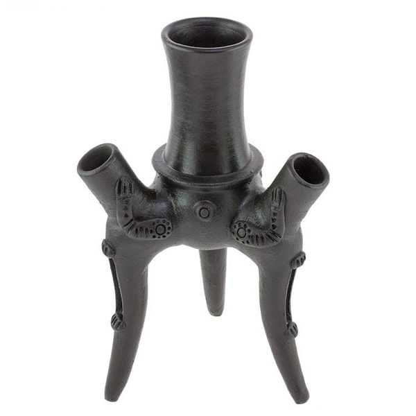 Alternate image for Handmade Ceramic Tripod Sculpture in Black from Costa Rica Funeral Rituals