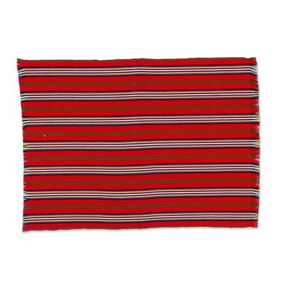 Alternate image for Six Striped Cotton Placemats in Crimson from Guatemala Palop Trails
