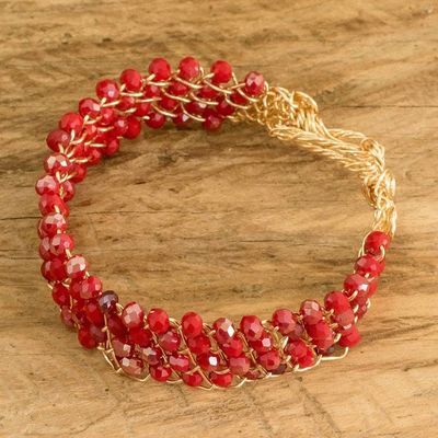 Alternate image for Handcrafted Red Crystal Beaded Strand Bracelet Red Routes