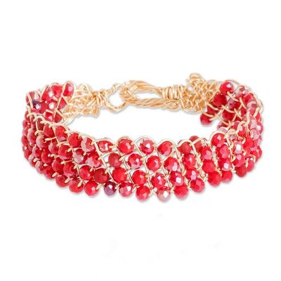 Alternate image for Handcrafted Red Crystal Beaded Strand Bracelet Red Routes