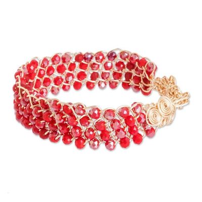 Alternate image for Handcrafted Red Crystal Beaded Strand Bracelet Red Routes