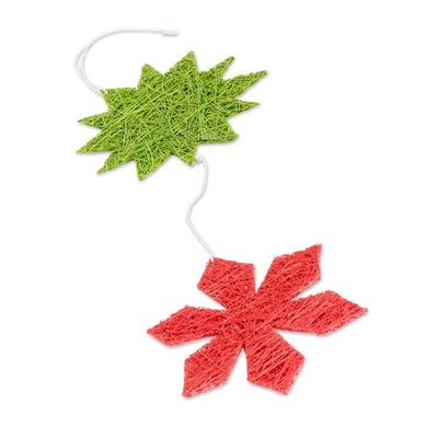 Alternate image for Six Colorful Natural Fiber Star and Snowflake Ornaments Stellar Color