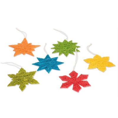 Alternate image for Six Colorful Natural Fiber Star and Snowflake Ornaments Stellar Color