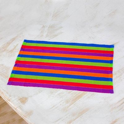 Alternate image for Six Multicolored Striped Cotton Placemats from Guatemala Harvest Trails
