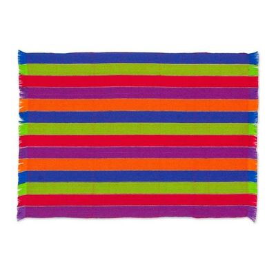 Alternate image for Six Multicolored Striped Cotton Placemats from Guatemala Harvest Trails