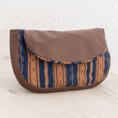 Alternate image for Handwoven Striped Cotton Cosmetic Bag from El Salvador Straight Paths