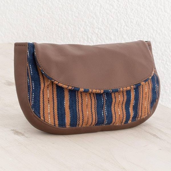 Alternate image for Handwoven Striped Cotton Cosmetic Bag from El Salvador Straight Paths