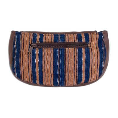 Alternate image for Handwoven Striped Cotton Cosmetic Bag from El Salvador Straight Paths