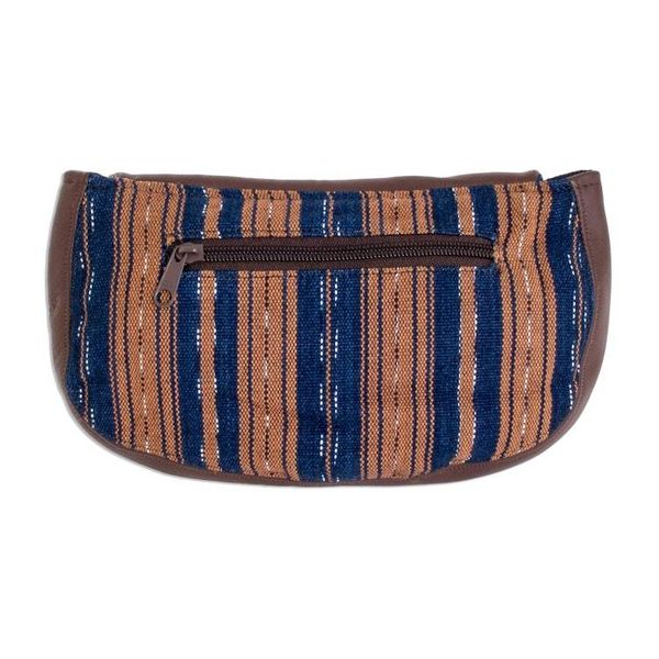 Alternate image for Handwoven Striped Cotton Cosmetic Bag from El Salvador Straight Paths