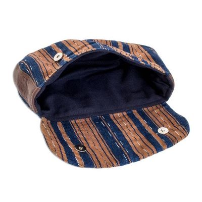 Alternate image for Handwoven Striped Cotton Cosmetic Bag from El Salvador Straight Paths