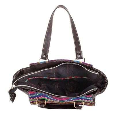 Alternate image for Faux Leather-Accented Chevron-Patterned Cotton Handbag Colors of My Home