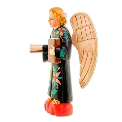 Alternate image for Hand-Painted Wood Angel Sculpture from Guatemala Wise Angel