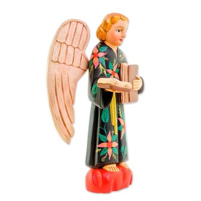 Alternate image for Hand-Painted Wood Angel Sculpture from Guatemala Wise Angel