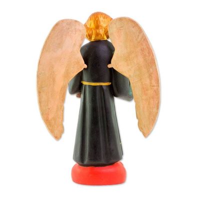 Alternate image for Hand-Painted Wood Angel Sculpture from Guatemala Wise Angel