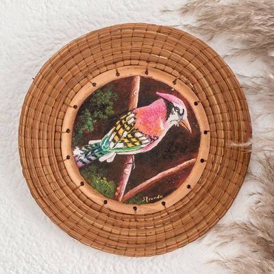 Primary image for Hand-Painted Cedar Wood Pine Needle Bird Wall Accent Rainbow Jay