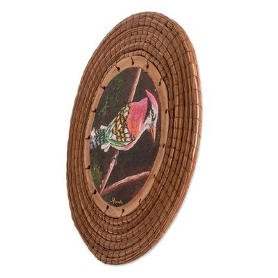 Alternate image for Hand-Painted Cedar Wood Pine Needle Bird Wall Accent Rainbow Jay