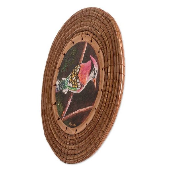 Alternate image for Hand-Painted Cedar Wood  Pine Needle Bird Wall Accent Rainbow Jay