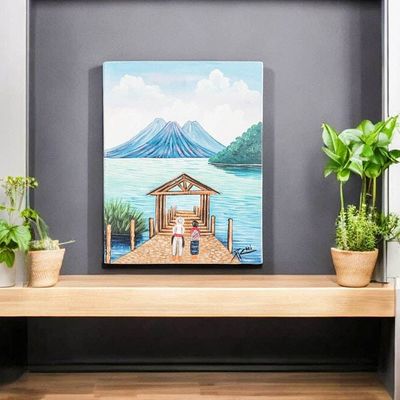 Alternate image for Stretched Oil Impressionist Painting of Natural Scene Visiting the Lake