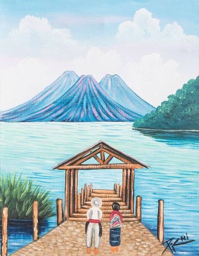 Alternate image for Stretched Oil Impressionist Painting of Natural Scene Visiting the Lake
