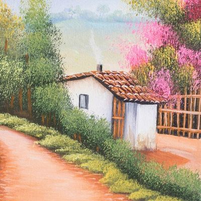 Alternate image for Stretched Oil Impressionist Painting of Traditional Scene Lovely Home