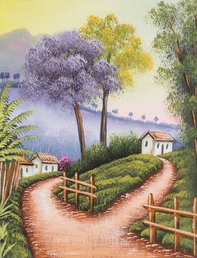 Alternate image for Stretched Oil Impressionist Painting of House and Nature Community