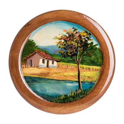 Alternate image for Costa Rica Cottage Hand-Painted Cedar Decorative Plate Country Home