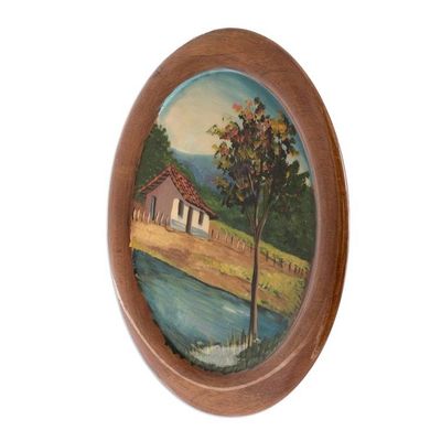 Alternate image for Costa Rica Cottage Hand-Painted Cedar Decorative Plate Country Home