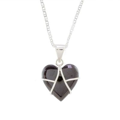 Alternate image for Black Jade and Sterling Silver Heart Pendant Necklace Inspiring Destiny