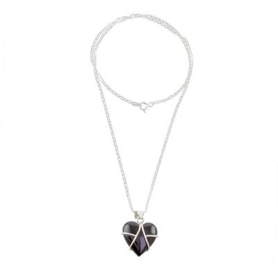Alternate image for Black Jade and Sterling Silver Heart Pendant Necklace Inspiring Destiny