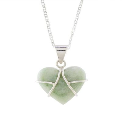 Alternate image for Jade and Sterling Silver Heart Pendant Necklace Hopeful Destiny