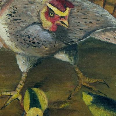 Alternate image for Signed Realist Painting of Farm Chickens from Costa Rica On the Farm