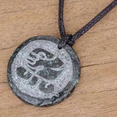 Alternate image for Jade Pendant Necklace of Mayan Figure Keme from Guatemala Keme Medallion