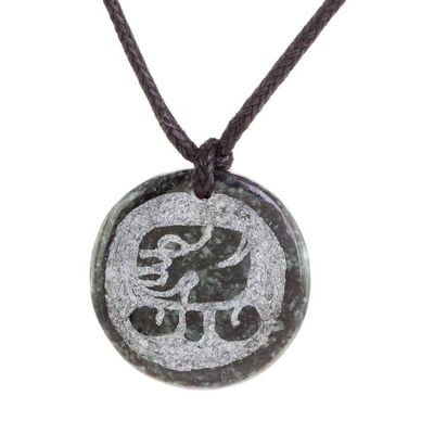 Alternate image for Jade Pendant Necklace of Mayan Figure Keme from Guatemala Keme Medallion