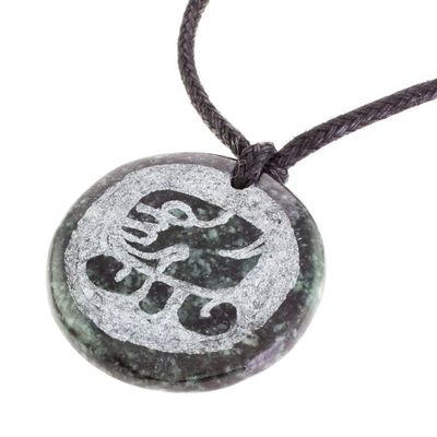 Alternate image for Jade Pendant Necklace of Mayan Figure Keme from Guatemala Keme Medallion