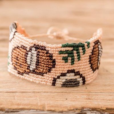 Primary image for Tropical-Themed Handwoven Beige Macrame Wristband Bracelet Beige Tropic