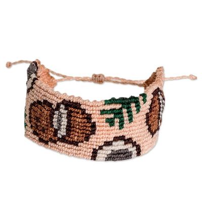 Alternate image for Tropical-Themed Handwoven Beige Macrame Wristband Bracelet Beige Tropic