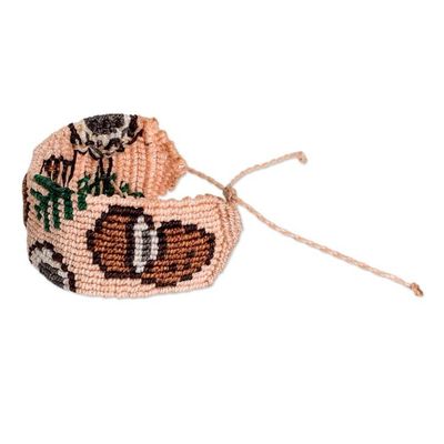 Alternate image for Tropical-Themed Handwoven Beige Macrame Wristband Bracelet Beige Tropic