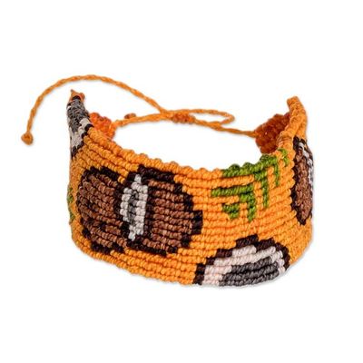 Alternate image for Tropical-Themed Handwoven Orange Macrame Wristband Bracelet Orange Tropic